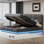Modfu lit coffre lit adulte capitonné double hydraulique 180 x 200 cm avec led et sommier à lattes. simili ... Modfu lit coffre lit adulte capitonné double hydraulique 180 x 200 cm avec led et sommier à lattes. simili ...