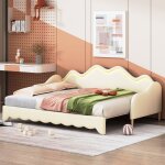 Modfu lit gigogne 90 x 190 cm et 180 x 190 cm lit enfant canap - lit avec clairage led. sommier  lattes. ...