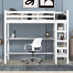 Modfu lit mezzanine 90x200 cm avec bureau lit mezzanine enfant avec rangements cadre de lit en pin blanc ...