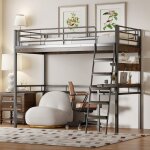 Modfu lit mezzanine enfant 90x200 cm avec bureau lit mezzanine avec étagère garde - corps échelle cadre ... Modfu lit mezzanine enfant 90x200 cm avec bureau lit mezzanine avec étagère garde - corps échelle cadre ...