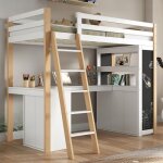 Modfu lit mezzanine enfant 90x200 cm avec �chelle bureau rangements grands tiroirs tableau noir et �tag�re ...