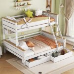 Modfu lit superpos enfant 90 x 200 cm et 140 x 200 cm avec tagres grille antichute chelle et tiroirs ...