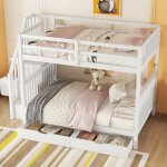 Modfu lit superpos lit enfant et ados 140 x 200 cm avec tagre descalier 2 tiroirs garde - corps hauts ...