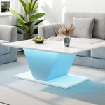 Modfu table basse blanche avec �clairage led 100x50x46 cm panneau de particules