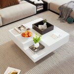 Modfu table basse carrée blanche haute brillance avec led et un boîte de rangement amovible noir. 72 ... Modfu table basse carrée blanche haute brillance avec led et un boîte de rangement amovible noir. 72 ...