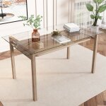 Modfu table à manger bois. table à manger plateau en verre trempé. 110 x 65 x 74 cm Modfu table à manger bois. table à manger plateau en verre trempé. 110 x 65 x 74 cm
