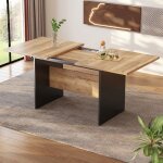 Modfu table à manger rectangulaire extensible pour 4 à 6 personnes 140 / 180 x 80 cm mdf noir + noyer ... Modfu table à manger rectangulaire extensible pour 4 à 6 personnes 140 / 180 x 80 cm mdf noir + noyer ...