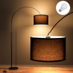 Modlicht lampadaire arc jasmin lampe classique avec abat - jour noir 33cm led e27 9w incluse interrupteur ...