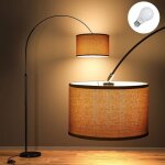 Modlicht lampadaire classique jasmin 165 - 180 cm ampoule led e27 9w incluse abat - jour lin beige interrupteu ...