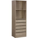 Module dressing avec 5 tiroirs et 2 tagres. naturel. panneaux stratifis