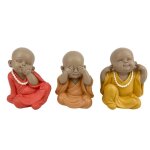Statuette moines de la sagesse - dcoration - set de 3 - couleurs chaudes - rsine - intrieur