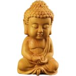 Moine de statue de bouddha miniature en bois