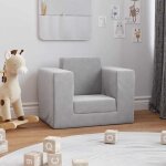 Mois noircanap� - lit convertible scandinave - fauteuil long / sofa pour enfants gris clair peluche douce ...