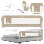 Momi lexi plus barrière de lit bébé ? 150×43?cm pliable 180° filet respirant - beige Momi lexi plus barrière de lit bébé ? 150×43?cm pliable 180° filet respirant - beige