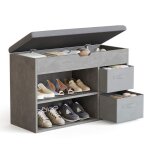 Mondeer banc  chaussures avec 2 boxes amovibles & coussin meuble de rangement pour entre / salon 80x30x48 ...