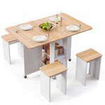 Mondeer ensemble table � manger avec 4 chaises table cuisine pliante avec �tag�res table et chaise 120x80x80 ...