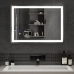 Mondeer miroir de salle de bain 70�50cm avec �clairage led tactile et fonction antibu�e loupe 5x detachable ...