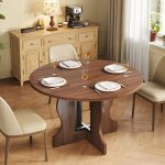 Mondeer table � manger extensible ronde pour 4 - 8 personnes avec rangement cach�design plateau en bois ...