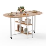 Mondeer table  manger pliante mobile table de cuisine multifonctionnelle pour 4 - 6 personnes 140 x ...