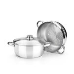 Monix optima marmite vapeur 24 cm avec couvercle en verre inox 18 / 10 fond triple diffuseur compatible ... Monix optima marmite vapeur 24 cm avec couvercle en verre inox 18 / 10 fond triple diffuseur compatible ...