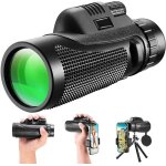 Monoculaire 12x50 hd tanche avec trpied adapt  lobservation des oiseaux et au camping (noir)