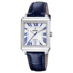 Festina montre femme f20682 / 2 on the square - acier cadran argent bracelet cuir bleu 29 mm 5 atm