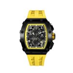 Montre bracelet tsar bomba tb8204q07 - chrono quartz pvd noir silicone jaune