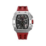 Montre bracelet tsar bomba tb8204q33 - chrono quartz acier silicone rouge