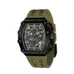 Montre bracelet tsar bomba tb8204q38 - chrono quartz pvd noir silicone kaki