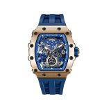 Montre bracelet tsar bomba tb8208a17 - automatique acier pvd rose silicone bleu