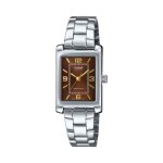 Montre - casio - classique - acier inoxydable - fond marron - �tanche 3 atm