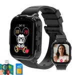 Montre connecte enfants 4g vido hd appel cran tactile 183 pouces sos gps jeux cadeau pour 4 - 14 ans(noir) ...