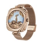 Montre connecte femmetournante lunettemontre en diamant avec appel bluetooth - rose gold