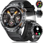 Montre connecte homme avec appels bluetooth 1. 43 amoled militaire smartwatch avec torche led frquence ...