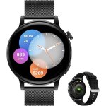 Montre connecte pour homme femmes ronde smartwatch sport montre intelligente etanche trackers dactivit ...