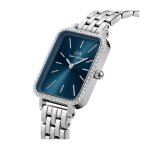 Montre - daniel wellington - quadro lumine bezel - cadran bleu - bo�tier carr� - acier inoxydable