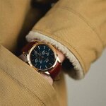 Montre - daniel wellington - st. mawes - chronographe - cuir - 42 mm - bleu