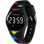 Montre digitale - t6f - noir - chronomètre - alarme - Étanchéité légère Montre digitale - t6f - noir - chronomètre - alarme - Étanchéité légère