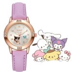 Montre enfant style kuromi kawaii rose violet cadran analogique bracelet souple