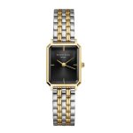 Montre femme - rosefield - octagon xs - acier dor� - cadran noir - bracelet bicolore