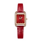 Montre femme - sharphy - rouge - bracelet en cuir - cadran rectangulaire - luxe