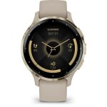 Montre gps connecte venu 3s garmin 304mm (12) acier soft gold botier lin et bracelet en silicone lin ...