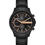 Montre hommes armani exchange quartz chronographe bracelet acier inoxydable noir ax2429