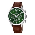 Montre homme - festina - f20343 / b - cuir marron - chronographe - cadran vert