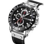 Montre homme megir luxe chronographe date montre - bracelet sport bracelet en cuir quartz montre homme ...