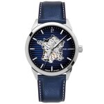 Montre homme - monarck 316f166 - cadran bleu - bracelet cuir bleu - automatique