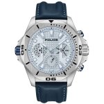 Montre homme - police - electrical 46mm - quartz - Étanchéité 5atm - cuir bleu Montre homme - police - electrical 46mm - quartz - Étanchéité 5atm - cuir bleu