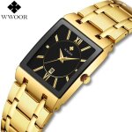Montres homme wwoor marque de luxe classique rectangulaire montre homme �tanche acier inoxydable quartz ...