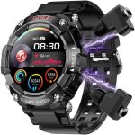 Montre intelligente 2 en 1 avec couteurs sans fil amoled cran de 152 moniteur noir montre bluetooth ...