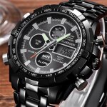 Montre numérique et analogique pour homme dorée en acier inoxydable lourd sport multifonctions chronographe ... Montre numérique et analogique pour homme dorée en acier inoxydable lourd sport multifonctions chronographe ...